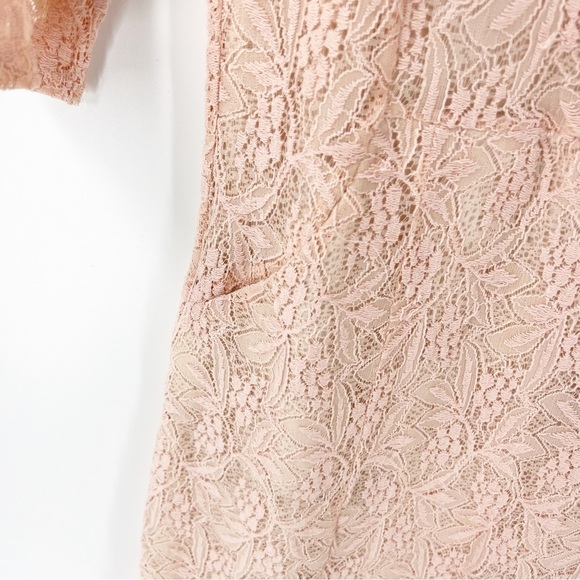 ✅ ANTHROPOLOGIE MAEVE PINK LACE 3/4 SLEEVE DRESS SIZE MEDIUM - Picture 3 of 8